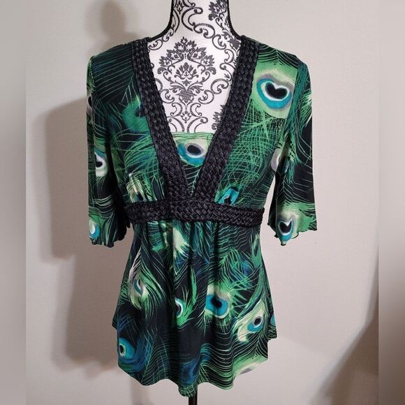 new directions Tops - New‎ directions peacock theme top